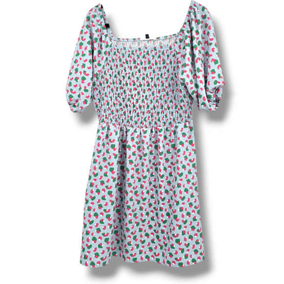 Michelle McDowell Women's Abstract Dots Cheetah Smocked Off Shoulder Dress Large - Picture 1 of 10